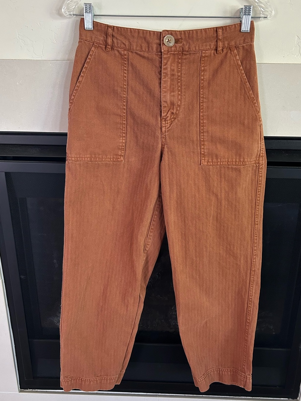 ▶️ Free People Barrel Leg Crop Pants Brown Cotton 2 boho utility